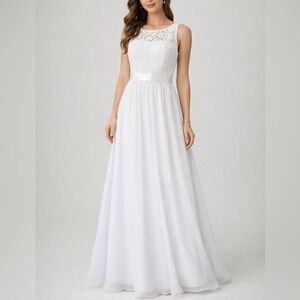 NWT LanTing White Lace Prom Dress